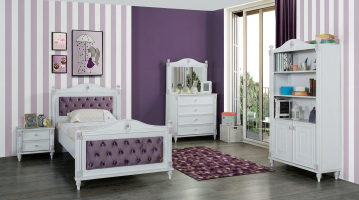 Design Jugendzimmer Set Bett Nachttische Kommode Komplett 4tlg.