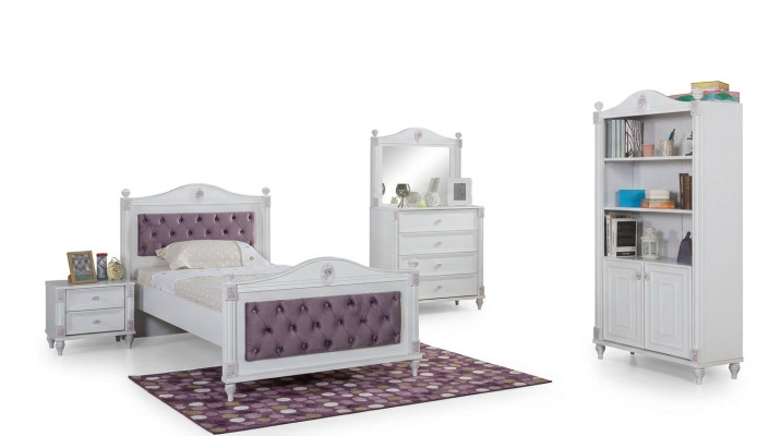 Design Jugendzimmer Set Bett Nachttische Kommode Komplett 4tlg.