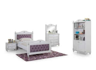 Design Jugendzimmer Set Bett Nachttische Kommode Komplett 4tlg.
