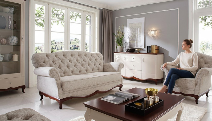 Sitzpolster Chesterfield Sofagarnitur Sofa Couch 2tlg. Sofas Couchen 3+1