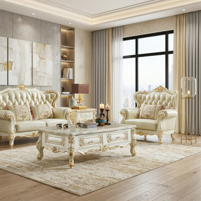  Klassischer Couchtisch 150x90 großer Sofa Beistelltisch Marmor Imitation