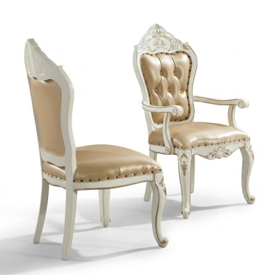 Klassischer Chesterfield Stuhl Esszimmer Sessel Beiger Lehnstuhl Einsitzer Barock-Stil