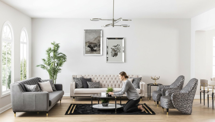 Luxus Garnitur Set 5tlg Sofagarnitur 3+3+1+1 Sitzer Couchtisch Sofa Sessel