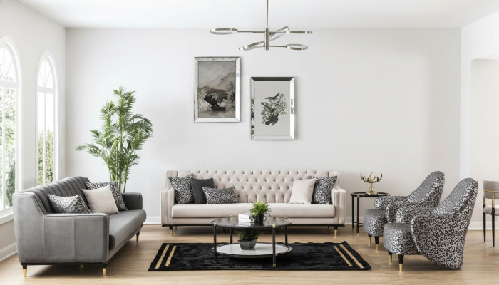 Luxus Garnitur Set 5tlg Sofagarnitur 3+3+1+1 Sitzer Couchtisch Sofa Sessel
