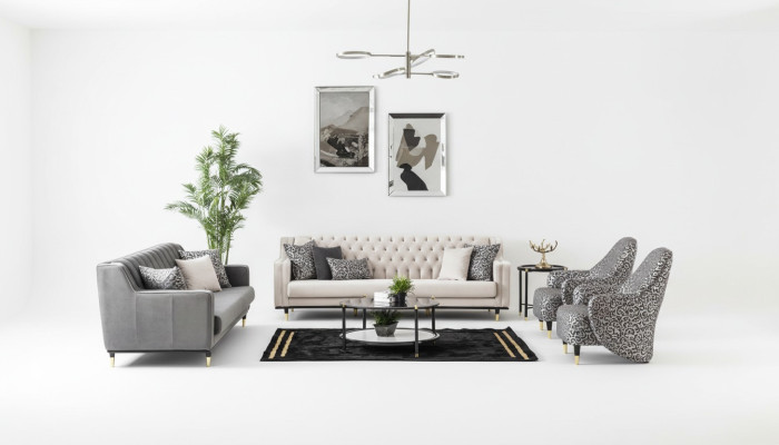 Luxus Garnitur Set 5tlg Sofagarnitur 3+3+1+1 Sitzer Couchtisch Sofa Sessel
