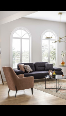 Sessel braun Luxus Stoff Textil Wohnzimmer Neu Kreative Modern Design Möbel Neu