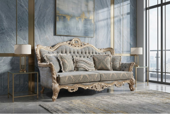 Chesterfield 3 Sitzer Designer Sofa Luxus Polster Sofas Couchen Stoff Textil