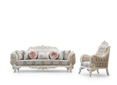 Sofagarnitur Klassische Luxus Sofas Sessel Wohnzimmer set 3+1Sitzer Chesterfield