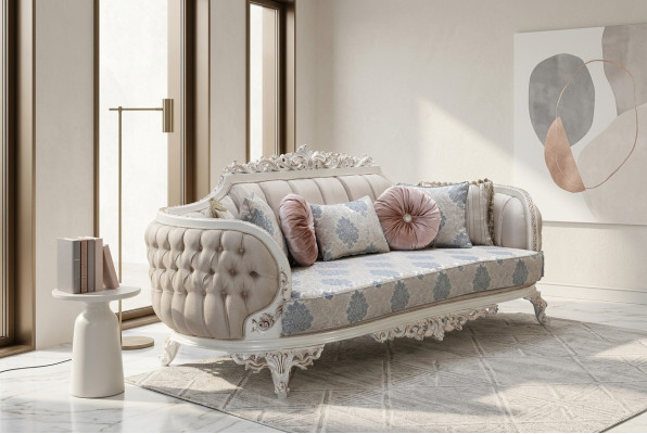 Chesterfield 3 Sitzer Designer Sofa Luxus Polster Sofas Couchen Stoff Textil Neu