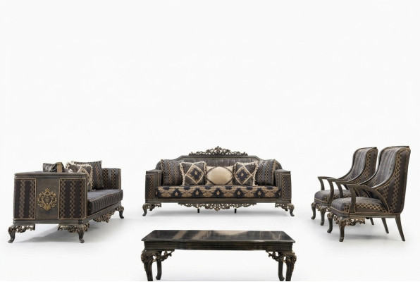 Sofa Chesterfield Designer Gruppe 5tlg.Set Sofagarnitur 3+3+1+1 Sitz Couchtisch