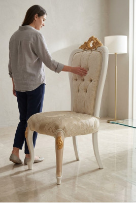 Klassischer Chesterfield Stuhl Königlicher Einsitzer Barock-Rokoko Stil Stühle