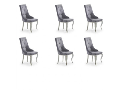 6x Stuhl Chesterfield Designer Polster Stühle Sitz Textil Garnitur Neu