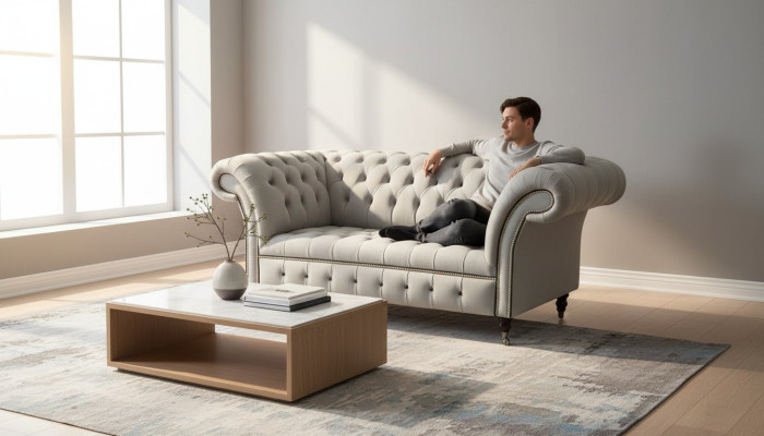 Chesterfield Sofa 2 Sitzer Sofa Polster Sofas Design Luxus Sofas Grau