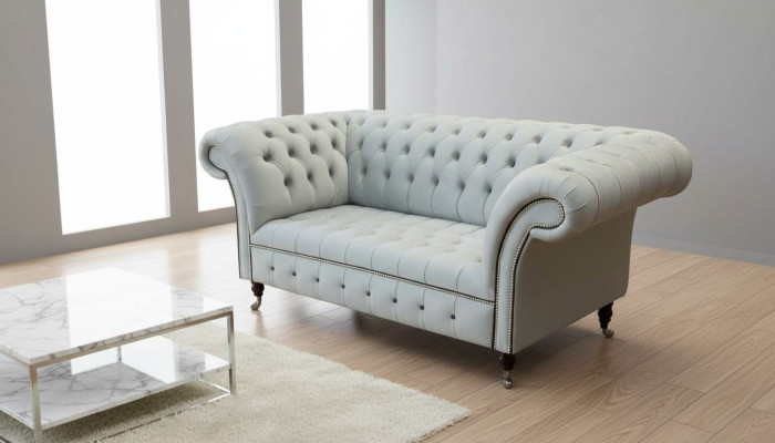 Chesterfield Sofa 2 Sitzer Sofa Polster Sofas Design Luxus Sofas Grau