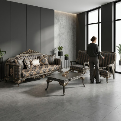 Conjunto de poltronas Mukava 3+1+1 com mesa