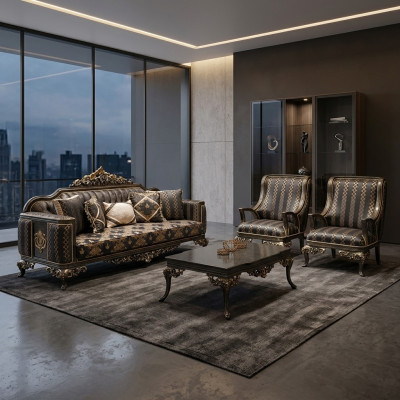 Conjunto de poltronas Mukava 3+1+1 com mesa