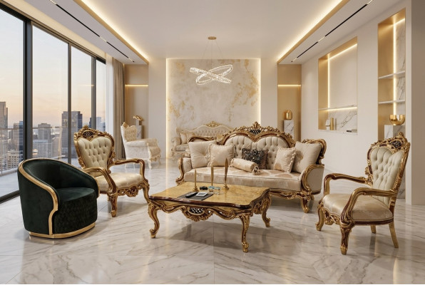 Klassische Wohnzimmer Sofa Polster Couch 3tlg. 3+1 + Couchtisch für Ihr Zuhause
