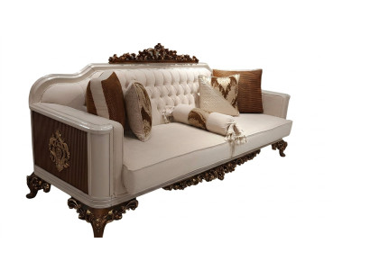 Dreisitzer Chesterfield Barock Couch Möbel Sofa Couchen Stoff Gold