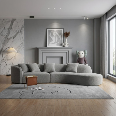 Grauer Fünfsitzer Luxus Sofa Große Wohnlandschaft Moderne Möbel Neu