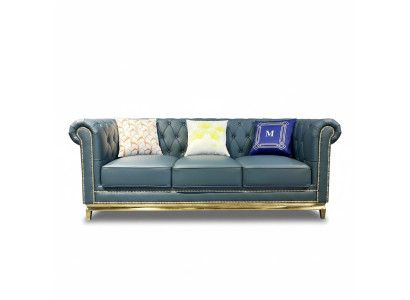 Chesterfield Sofa Couch Möbel Dreisitzer Couchen Textil Edelstahl Gestell