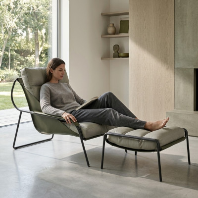 Sessel + Hocker Set Luxus Relax Einsitzer Möbel Stuhl Fußhocker 2tlg.