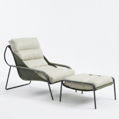 Sessel + Hocker Set Luxus Relax Einsitzer Möbel Stuhl Fußhocker 2tlg.