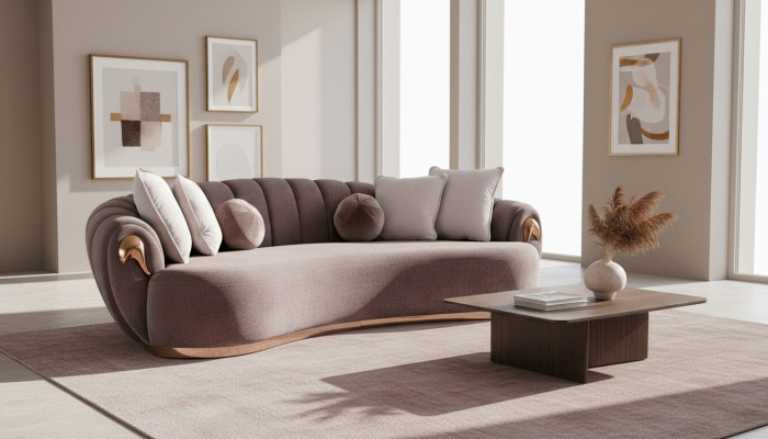Dreisitzer Couch Polster Möbel Sofa Couchen Abgerundete Tropfen Form