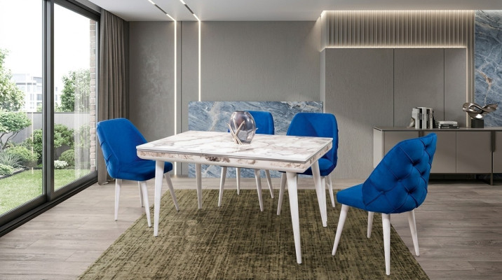 Esszimmer Möbel 4x Stühle Luxus Designer Einrichtungs Blau