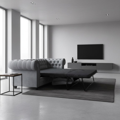 Chesterfield Sofa mit Bettfunktion Bengalisches Klappbett Couch Schlafsofa