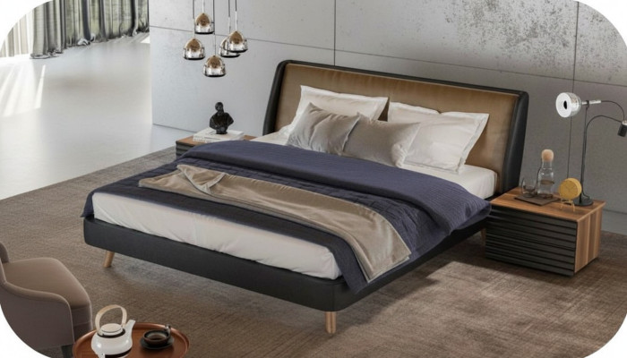 Schlafzimmer Set Bett 2x Nachttisch Komplette Möbel Betten Walnuss Natur