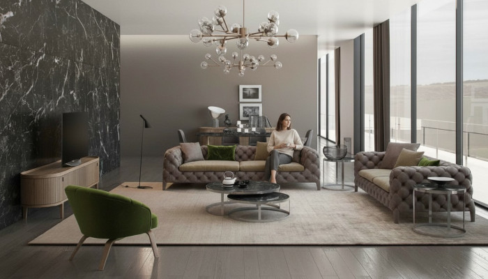 Chesterfield Sofagarnitur Viersitzer Sofas Luxus Couchen Sessel Möbel Sofa