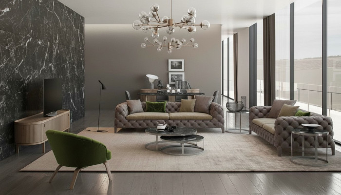 Chesterfield Sofagarnitur Viersitzer Sofas Luxus Couchen Sessel Möbel Sofa