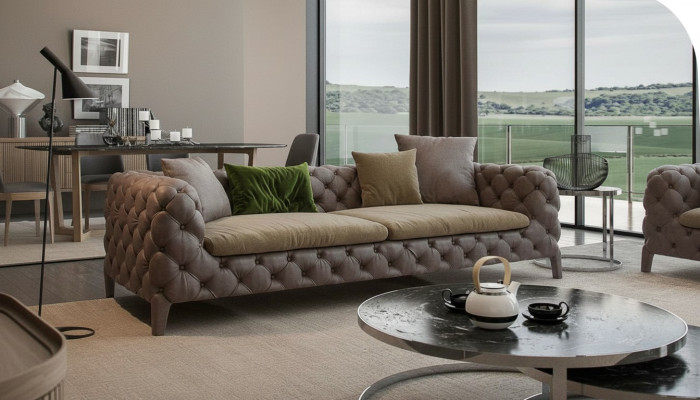 Tauper Chesterfield Dreisitzer Luxus Modernes Sofa Stil Wohnzimmermöbel