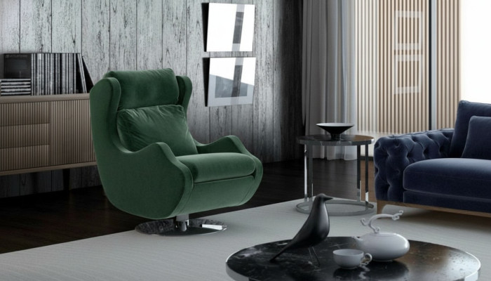 Grüner Sessel Wohnzimmermöbel Einsitzer Stilvoller Cocktailsessel Modern