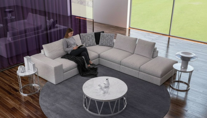 Weißes Ecksofa Polster Eckgarnitur Luxus L-Form Sofas Modern Design