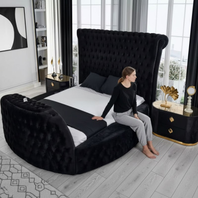 Moderne Chesterfield-Bett in luxuriöser schwarzer Farbe