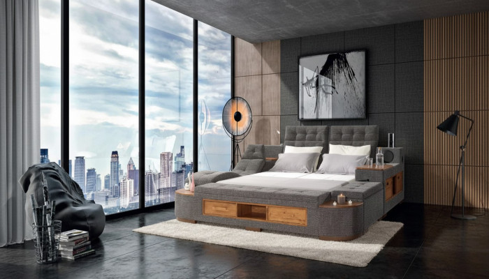 Cama de casal multifuncional com estrutura moderna 180x200cm no novo hotel