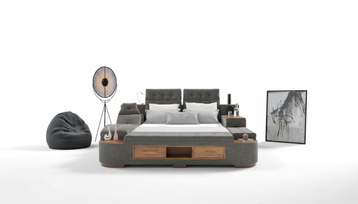 Cama de casal multifuncional com estrutura moderna 180x200cm no novo hotel