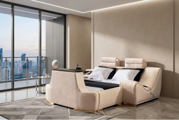 Doppelbett Luxus Doppelbett modernes Design Bettrahmen Bettrahmen Betten