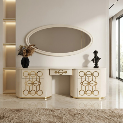 Designer-Set aus Schminktisch und Spiegel für das Schlafzimmer im modernen Stil