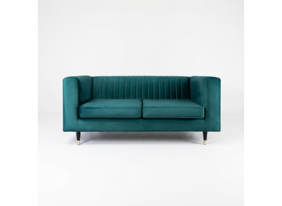 Sofa 2 Sitzer Grün Elegantes Modern Luxus Design Holz Möbel Polster Stoff Neu