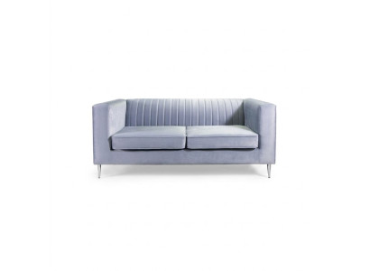 Sofa 2 Sitzer Grau Elegantes Modern Luxus Design Holz Möbel Polster Stoff Neu