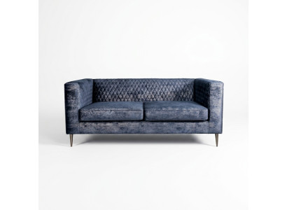 Sofa 2 Sitzer Blau Elegantes Modern Luxus Design Holz Möbel Polster Stoff Neu