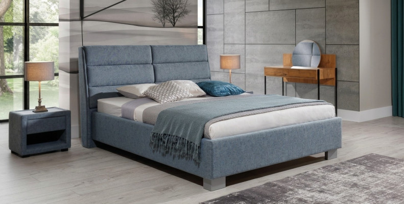 Schlafzimmer Set Blau Bett Schön 2x Nachttische Komplett Set Luxus Neu 3tlg.