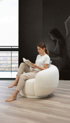 Moderner Rundsessel Beige Lounge Möbel Club Einrichtung Design Sessel