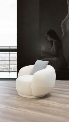 Moderner Rundsessel Beige Lounge Möbel Club Einrichtung Design Sessel