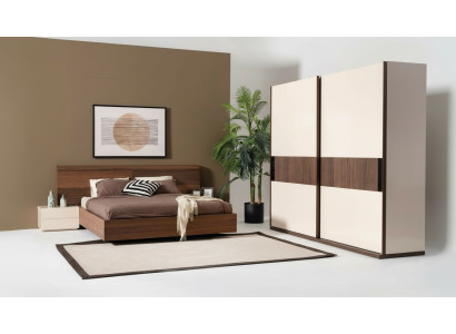 4tlg Schlafzimmer Set Bett 2x Nachttische Kleiderschrank Schrank