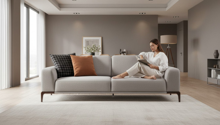 Wohnzimmer Sofa 3 Sitzer Design Stil Möbel Moderne Sofas grau