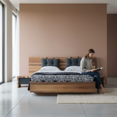 Schlafzimmer Garnitur Bett 2x Nachttisch Set Möbel Neu 3tlg. Neu braun