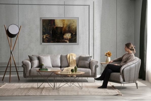 Sofagarnitur 3+1 Sitzer Polstergarnitur Sofas Sessel Luxus 2x Couchtische Set